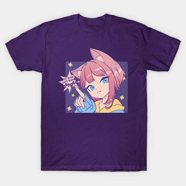 Neko Girl Booped Anime Lover Pink Hair T-Shirt by Kali Space